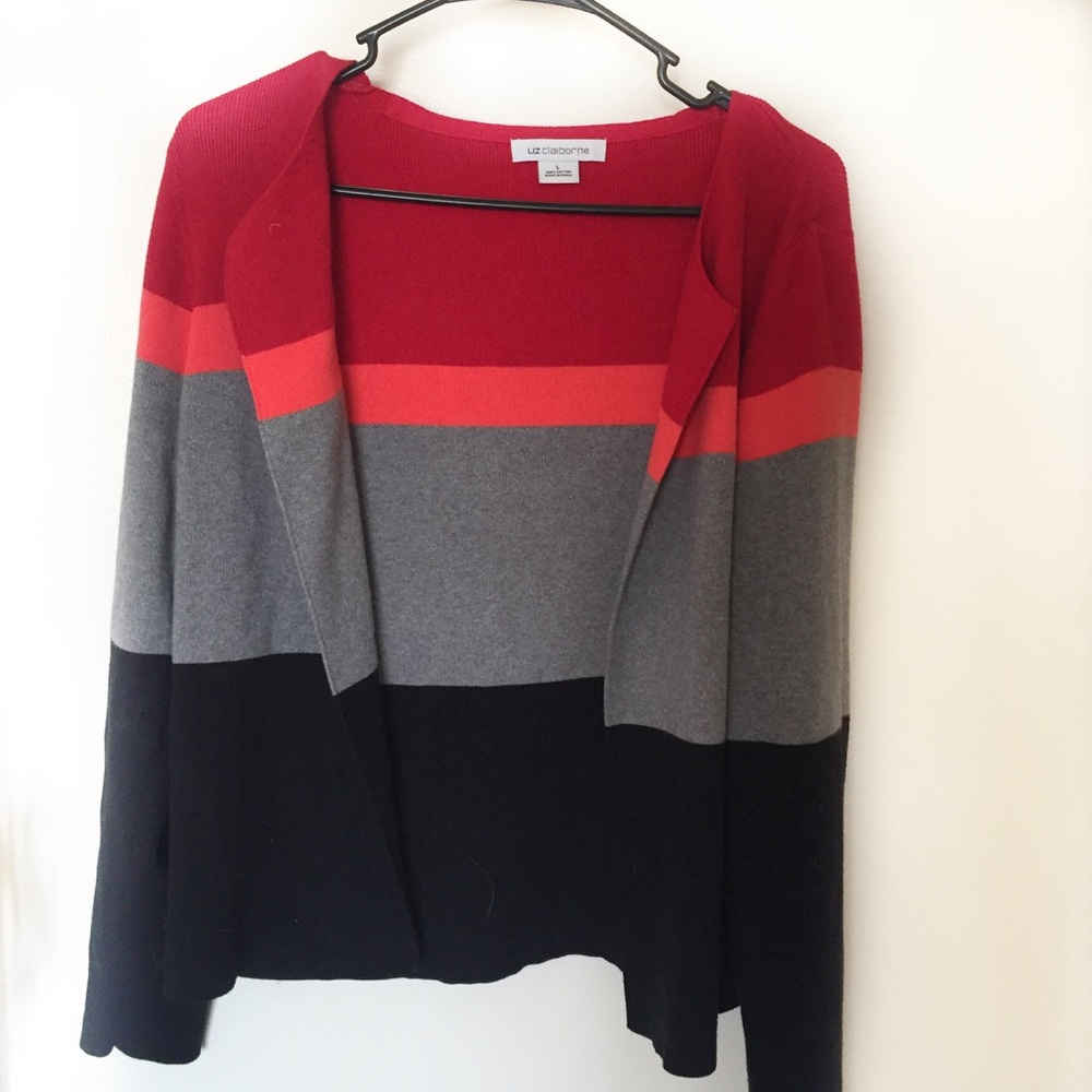 NWOT Liz Claiborne Block Color Cardigan